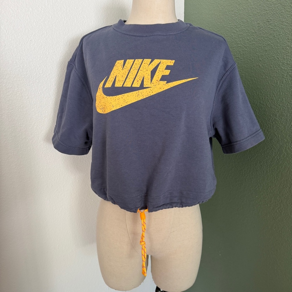 Nike Sportswear Icon Clash Women's Blue Elastic Hem Cropped Sweatshirt